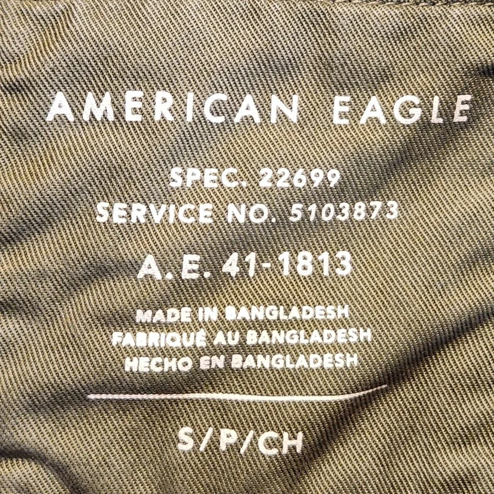 American Eagle Jacket Womens Small‎ Hooded Green Pockets Full Zip Snaps Utility